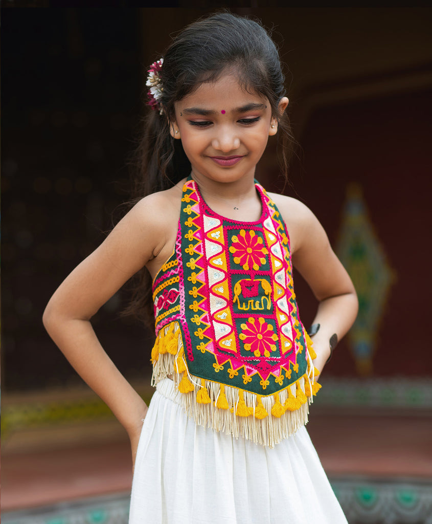 Chaniya Choli Raas Garba Dress in Traditional Orange- 1yrs Baby Girl #34594  | Buy Garba Outfit Online